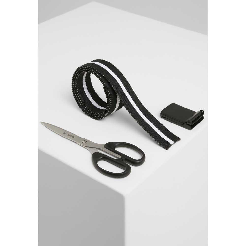 Urban Classics - Canvas Belts black white stripe/black one size Canvas riem - Zwart/Wit